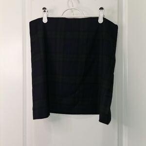 Ralph Lauren Black and Dark Green Plaid Pencil Skirt